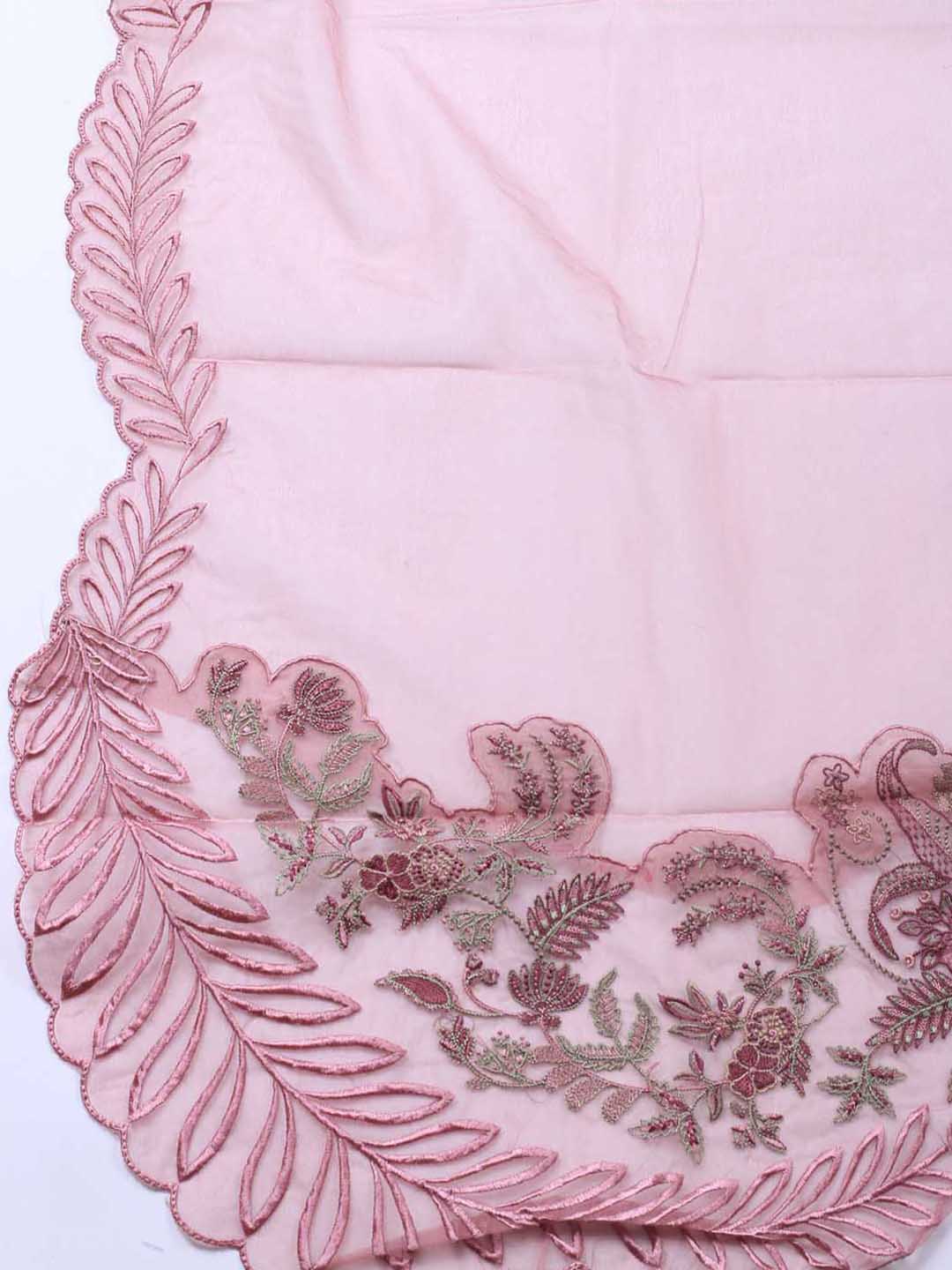 Neck Embroidered Organza Unstitched Suit Piece With Dupatta