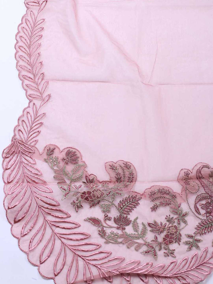 Neck Embroidered Organza Unstitched Suit Piece With Dupatta