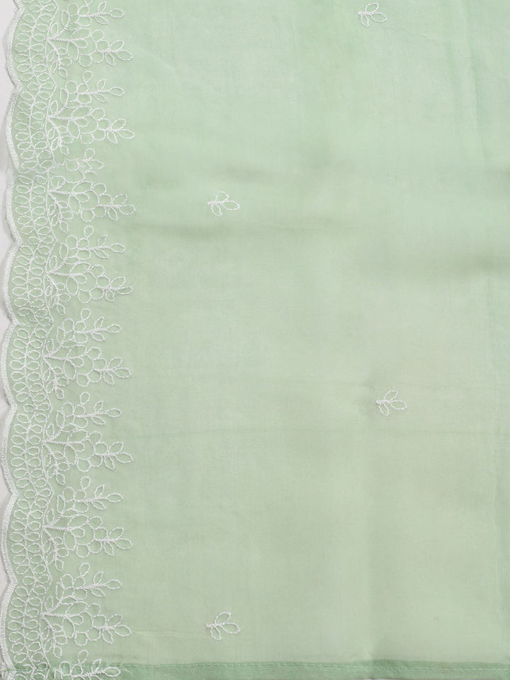Neck Work Chanderi Unstitched Suit Piece With Dupatta
