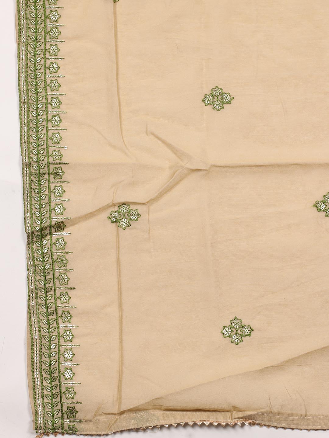 Embroidered Cotton Blend Unstitched Suit Piece With Dupatta