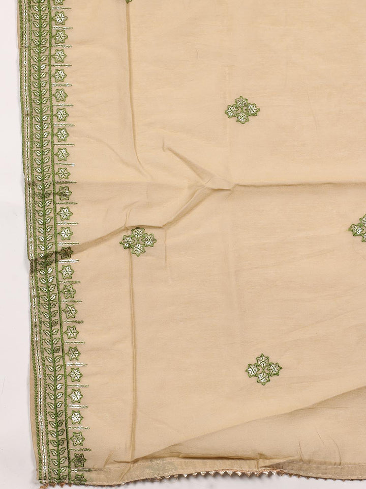 Embroidered Cotton Blend Unstitched Suit Piece With Dupatta