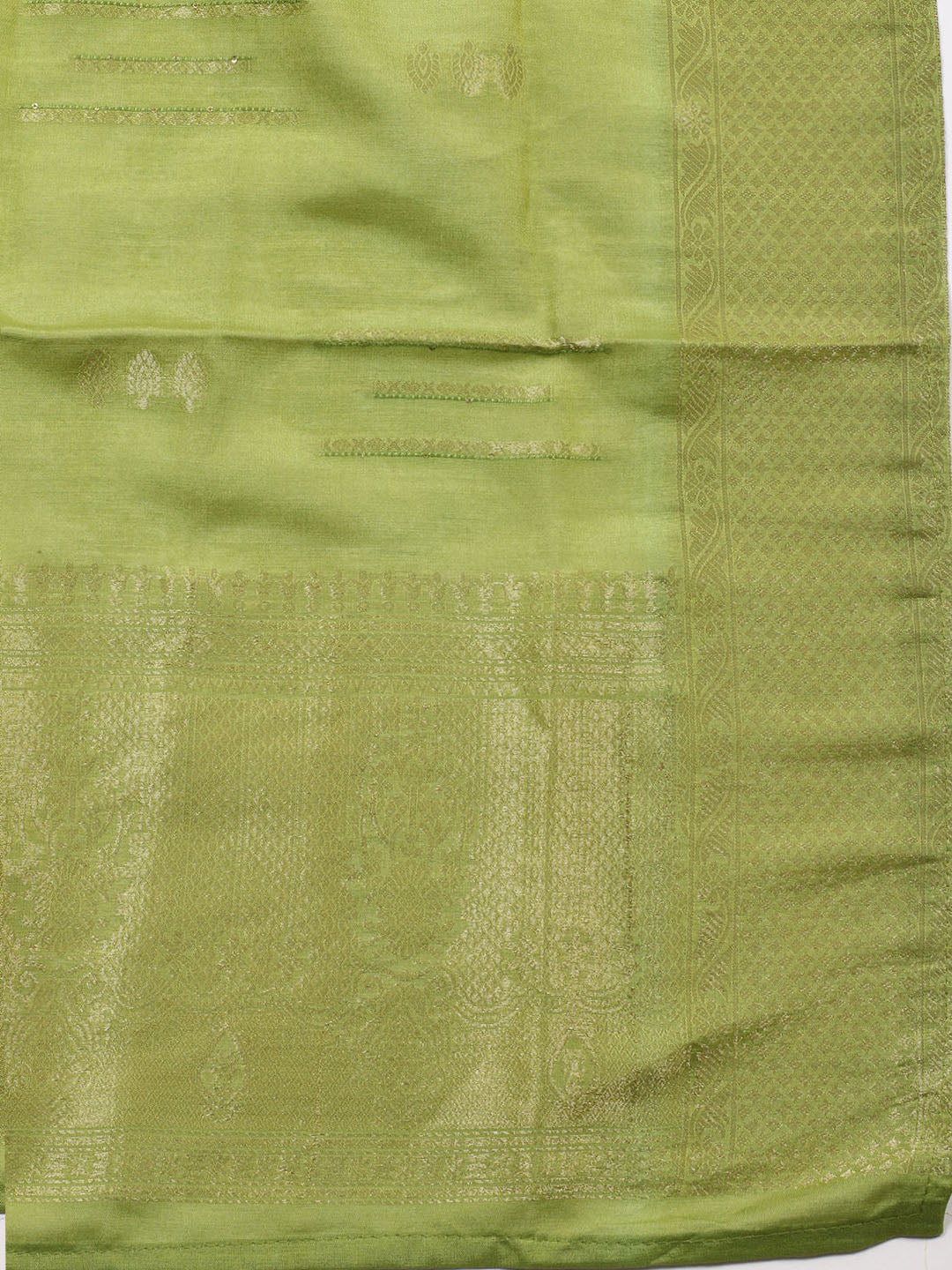 Neck Embroidered Chanderi Unstitched Suit Piece With Dupatta