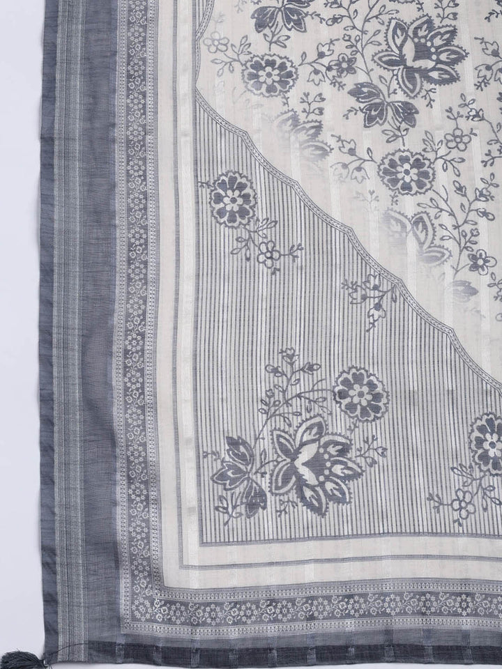 Printed Linen Unstitched Suit Piece With Dupatta