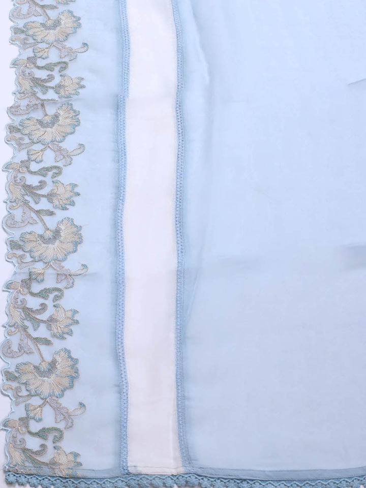 Embroidery Linen Unstitched Suit With Dupatta