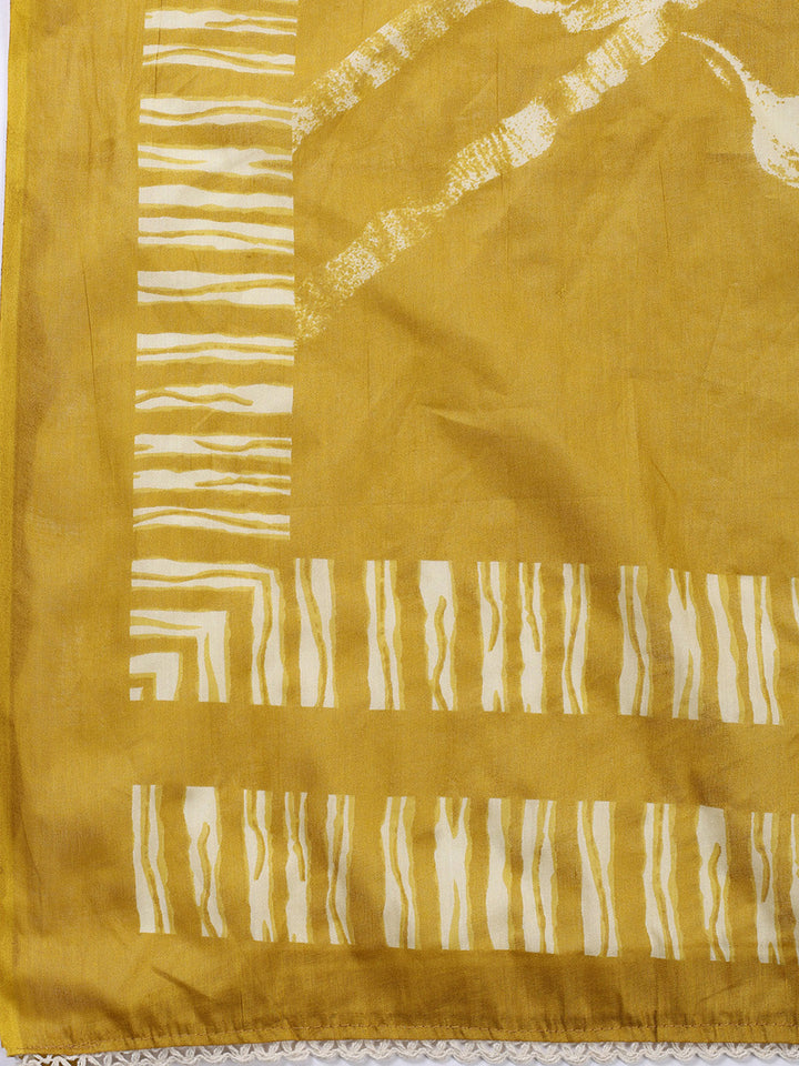 Printed Cotton Blend Unstitched Suit With Dupatta