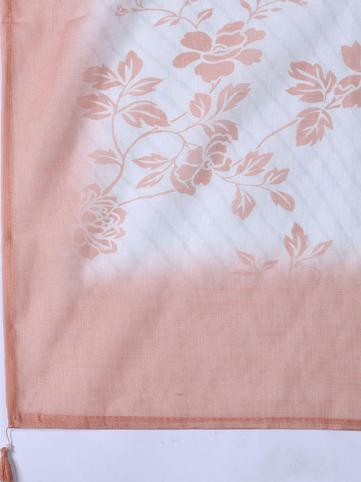 Floral Printed Linen Unstitched Suit With Dupatta