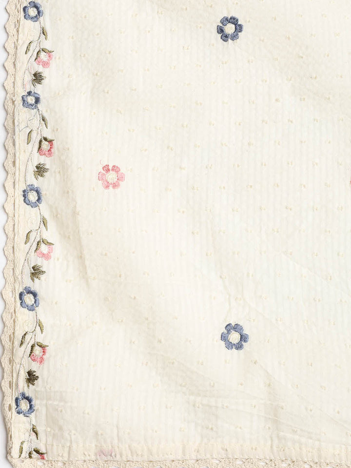 Neck Embroidered Cotton Blend Unstitched Suit With Dupatta