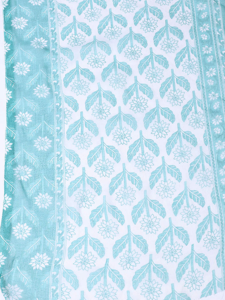 Printed Cotton Blend Unstitched Suit With Dupatta
