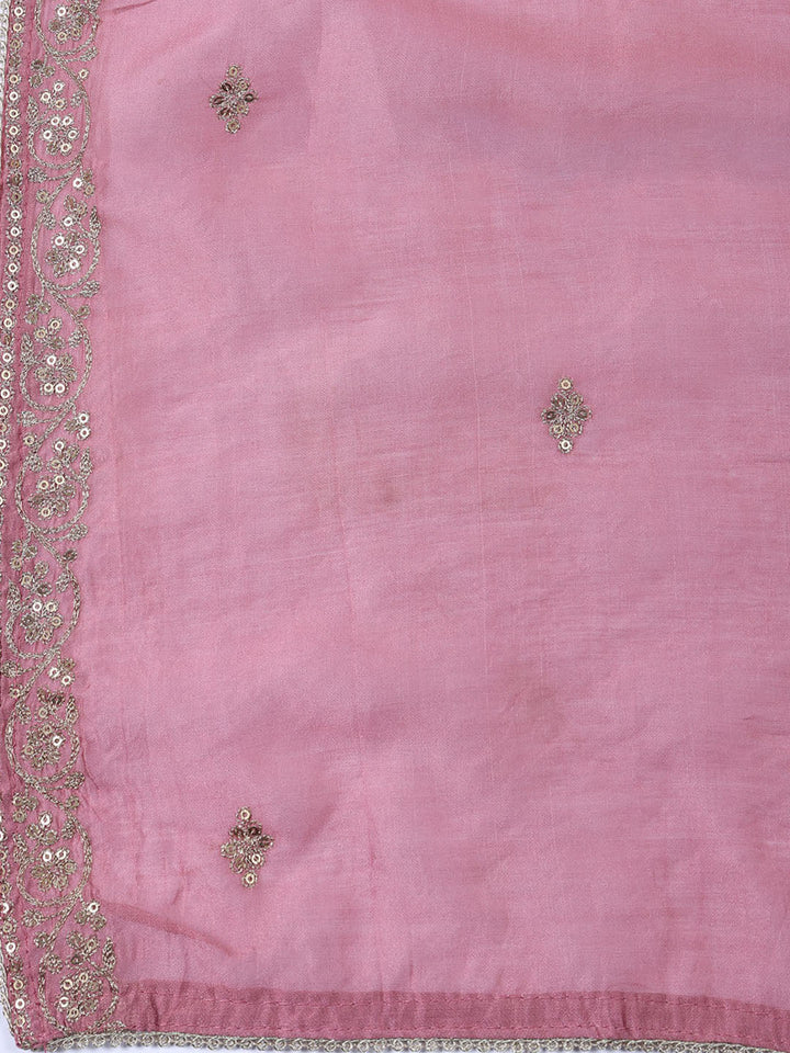 Neck Embroidered Cotton Blend Unstitched Suit With Dupatta