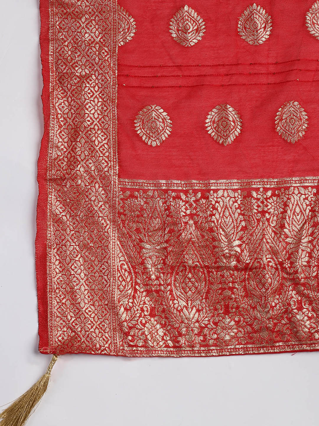 Neck Embroidery Chanderi Unstitched Suit With Dupatta