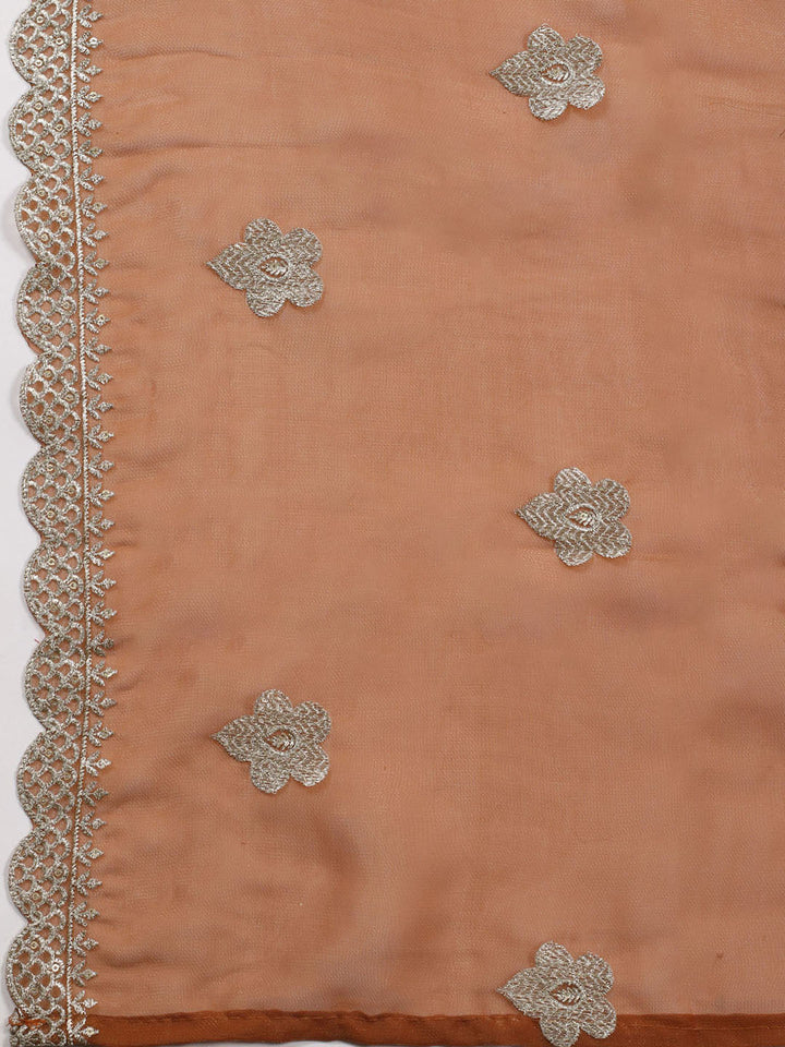 Neck Embroidered Tissue Unstitched Suit With Dupatta