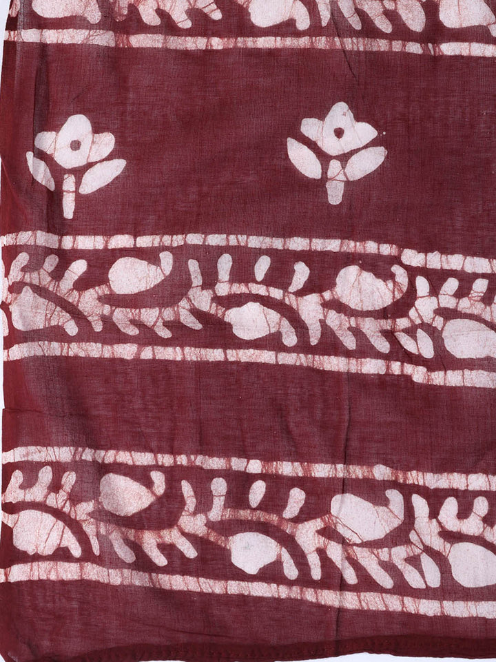 Printed Cotton Blend Unstitched Suit With Dupatta