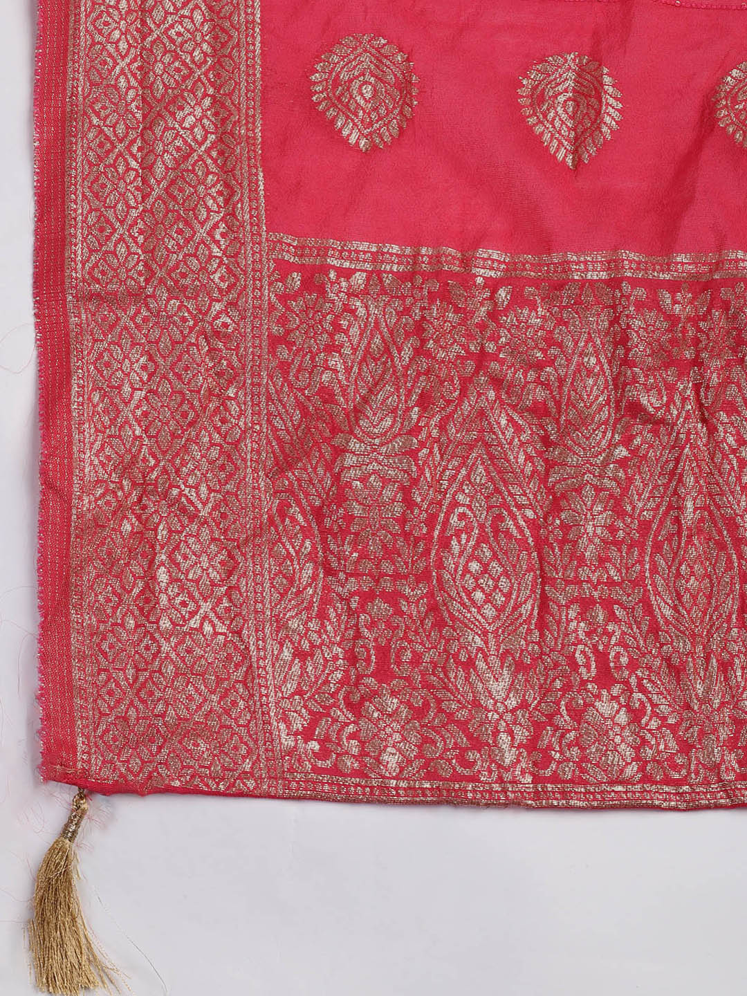 Neck Embroidery Chanderi Unstitched Suit With Dupatta