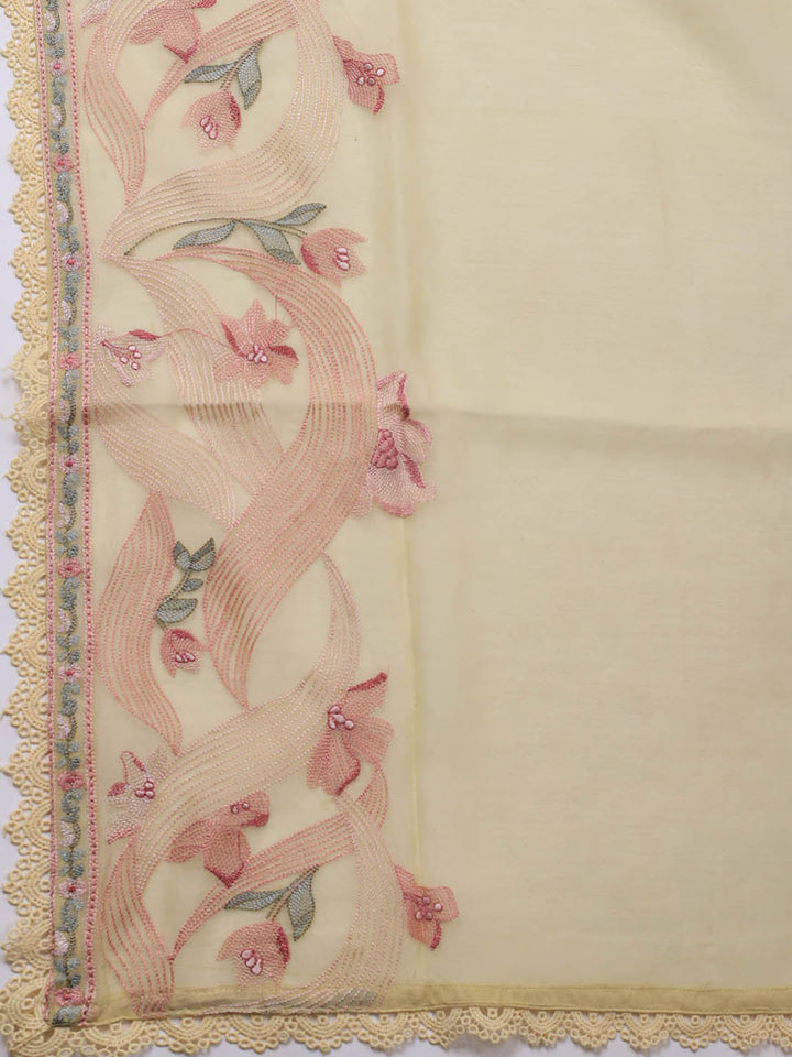 Embroidery Chanderi Unstitched Suit With Dupatta