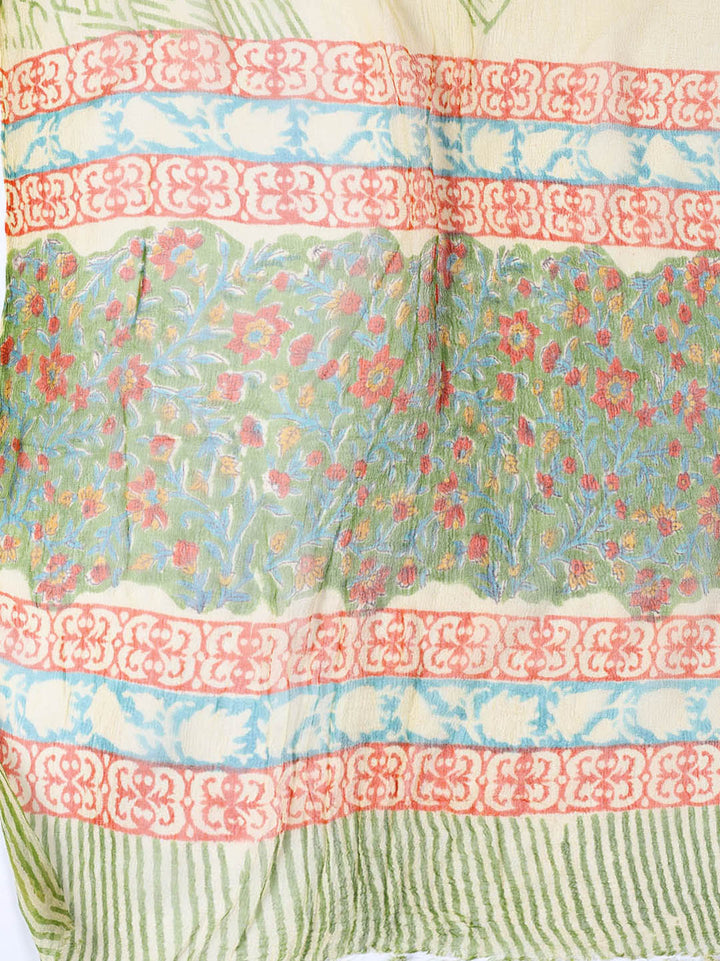 Printed Cotton Blend Unstitched Suit With Dupatta