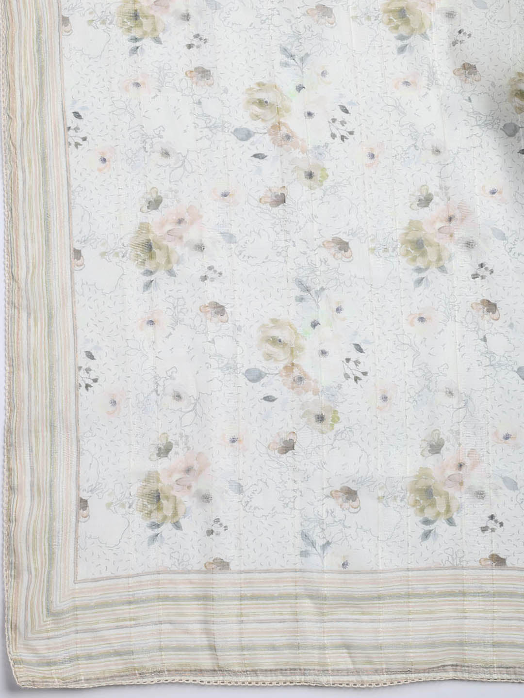 Printed Cotton Blend Unstitched Suit With Dupatta