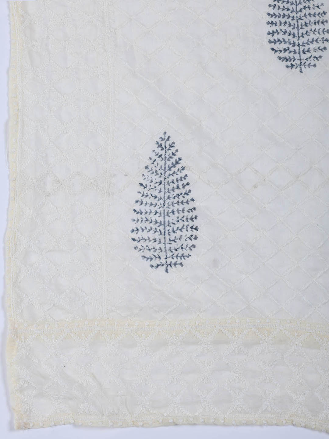 Neck Work Cotton Blend Unstitched Suit With Dupatta
