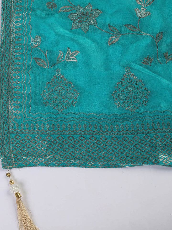 Embroidery Chanderi Unstitched Suit With Dupatta