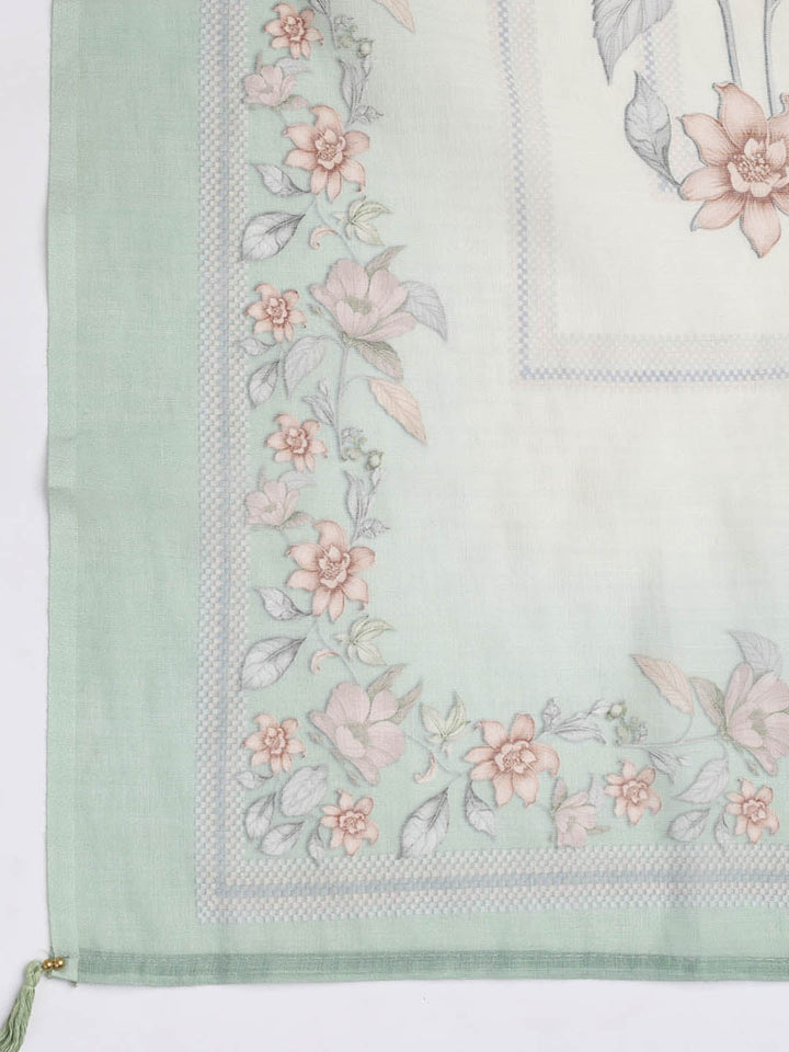 Printed Linen Unstitched Suit Piece With Dupatta
