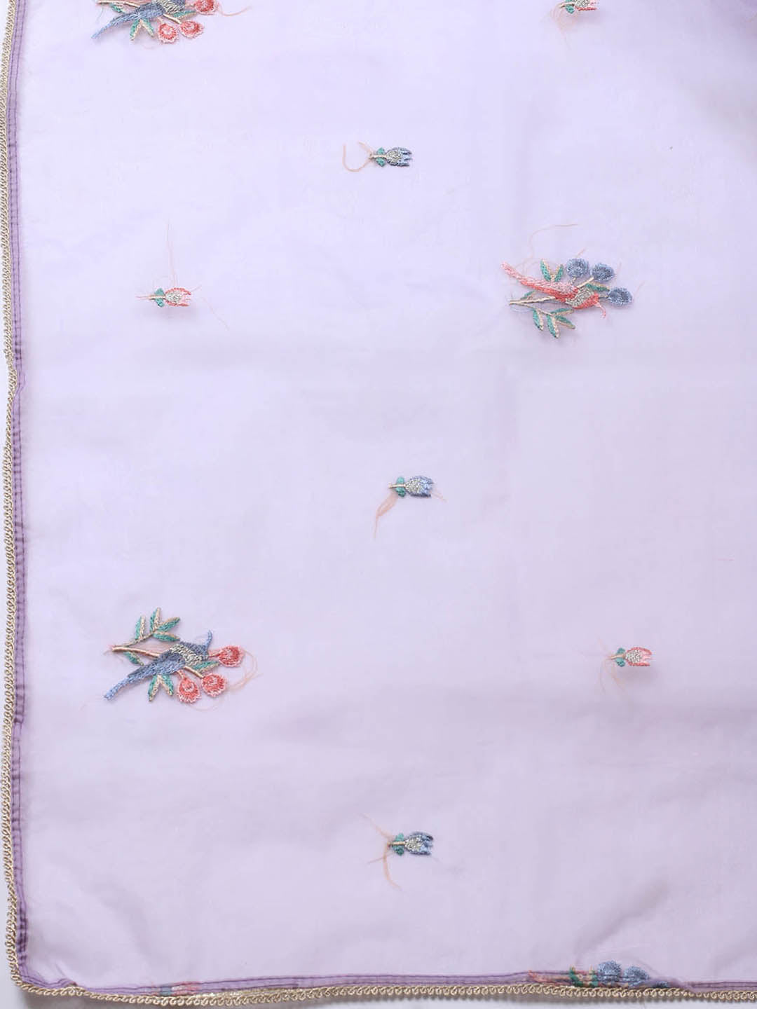 Neck Embroidered Organza Unstitched Suit Piece With Dupatta