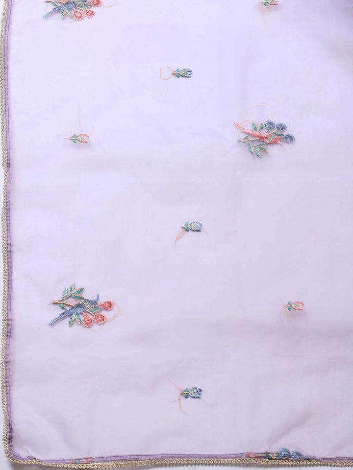 Neck Embroidered Organza Unstitched Suit Piece With Dupatta