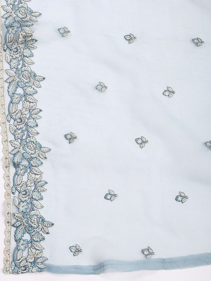 Neck Embroidered Tissue Unstitched Suit With Dupatta