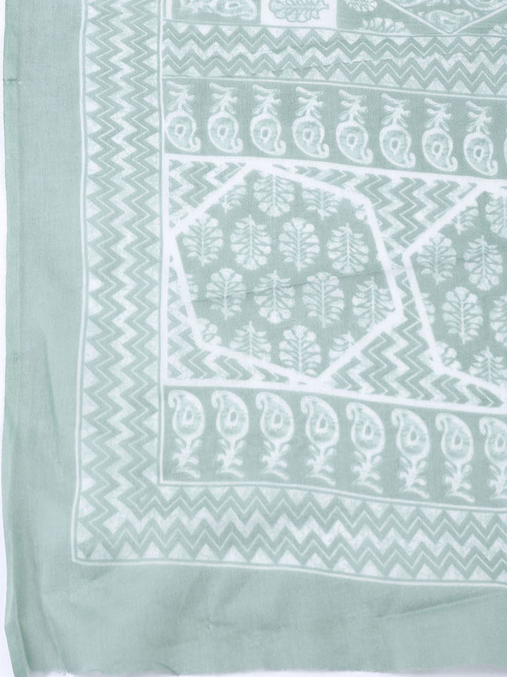 Neck Patti Cotton Blend Unstitched Suit With Dupatta