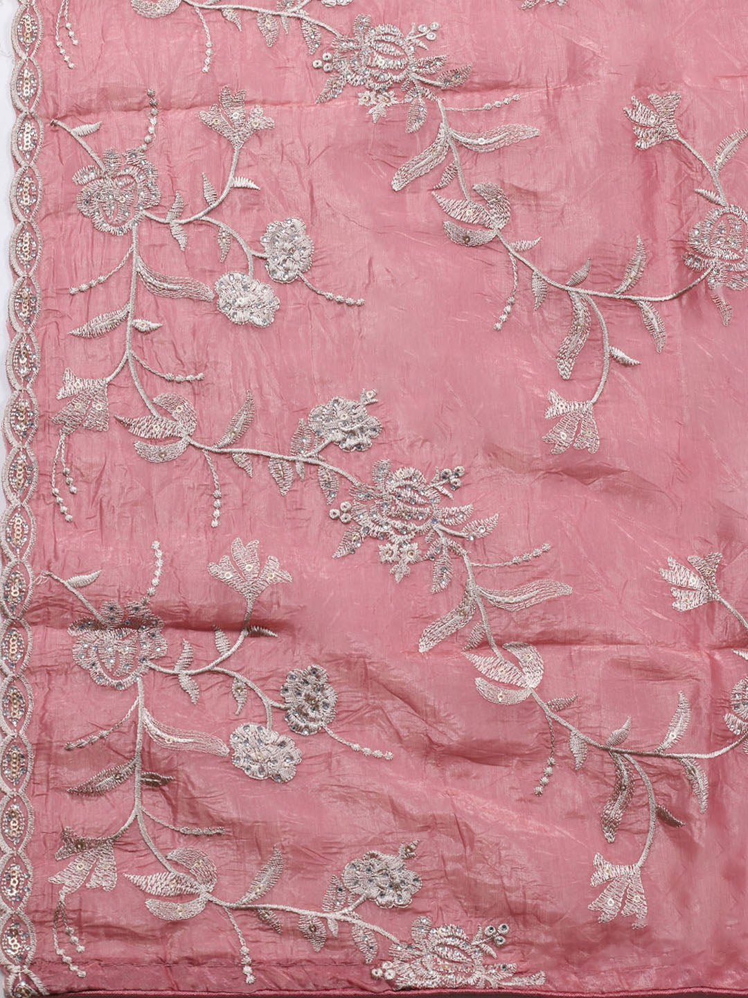 Embroidery Tissue Unstitched Suit Piece With Dupatta