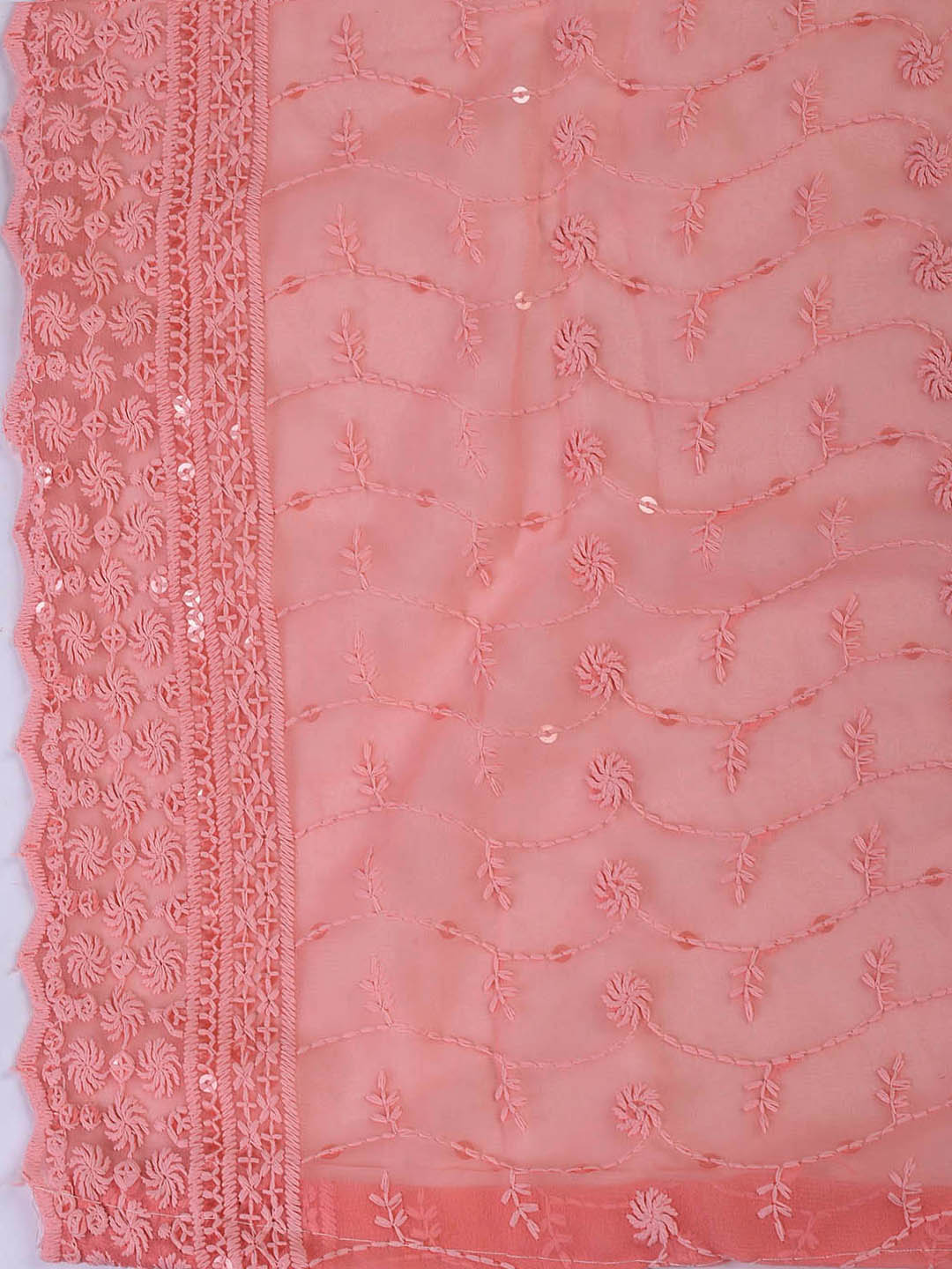 Chiken Work Georgette Unstitched Suit With Dupatta