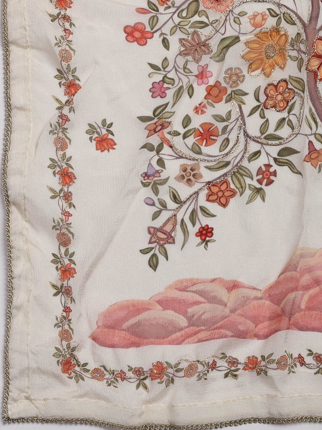 Gota Work Muslin Unstitched Suit Piece With Dupatta