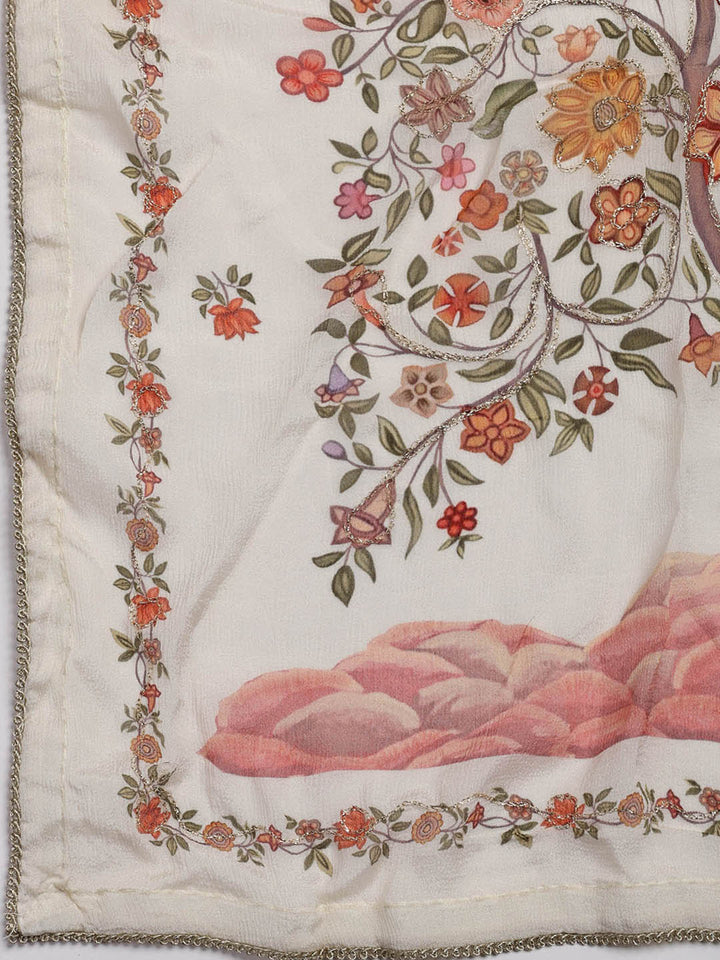 Gota Work Muslin Unstitched Suit Piece With Dupatta