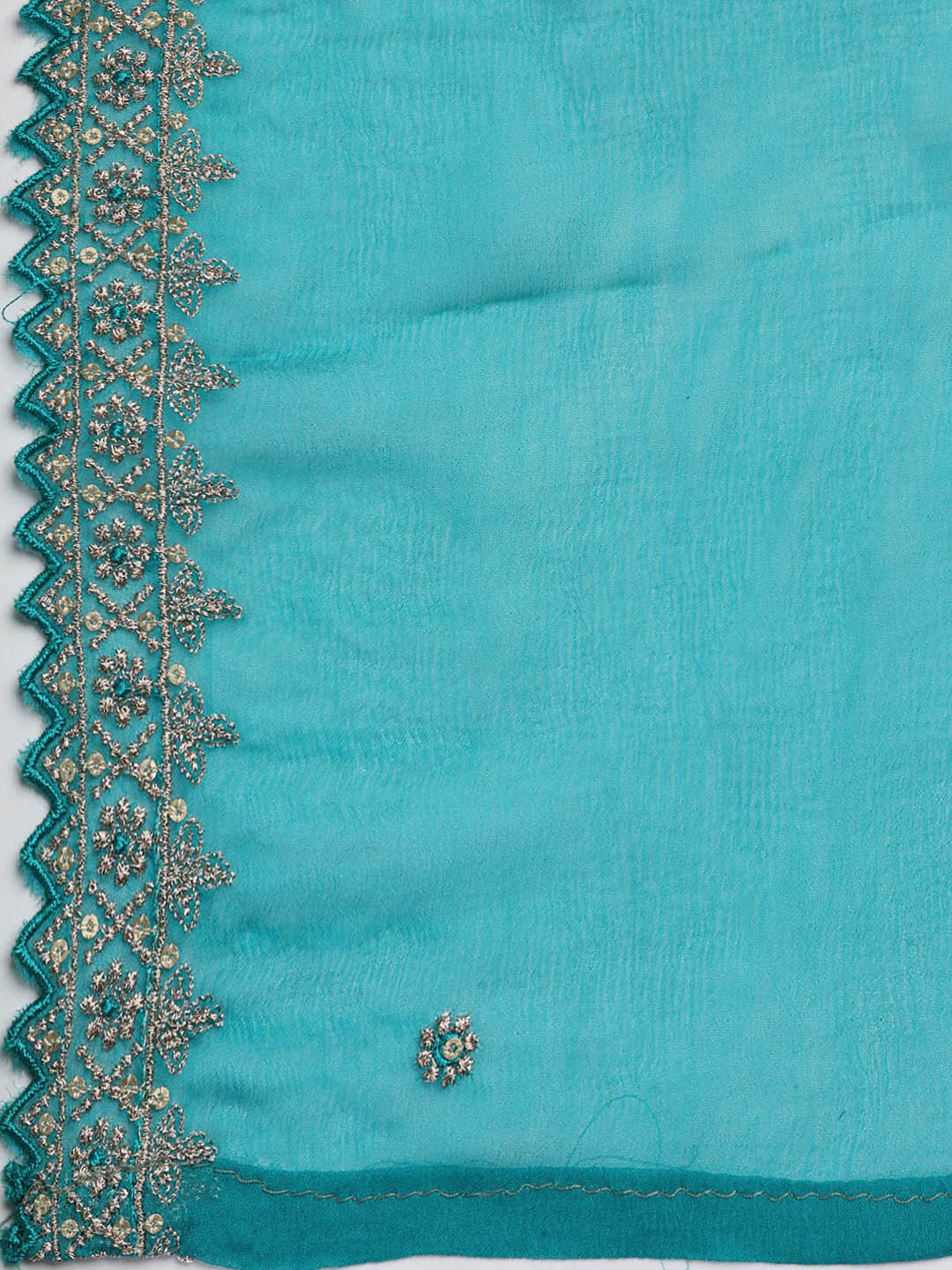 Patch Neck Art Silk Unstitched Suit With Dupatta