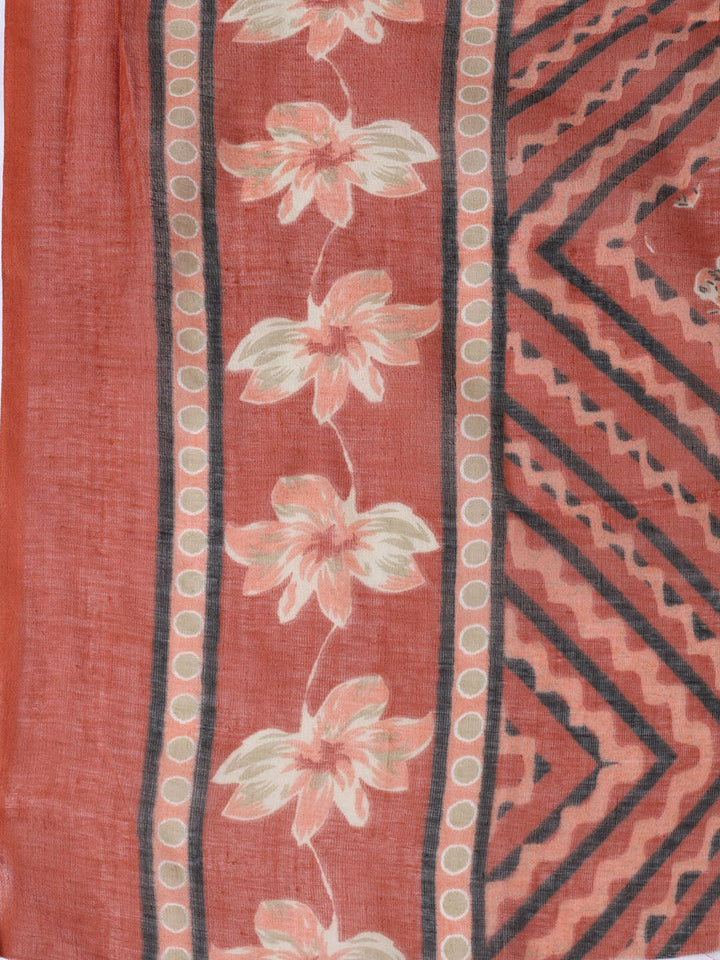 Printed Cotton Blend Unstitched Suit With Dupatta