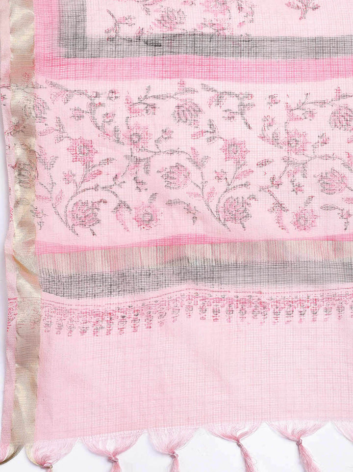 Printed Cotton Blend Unstitched Suit With Dupatta