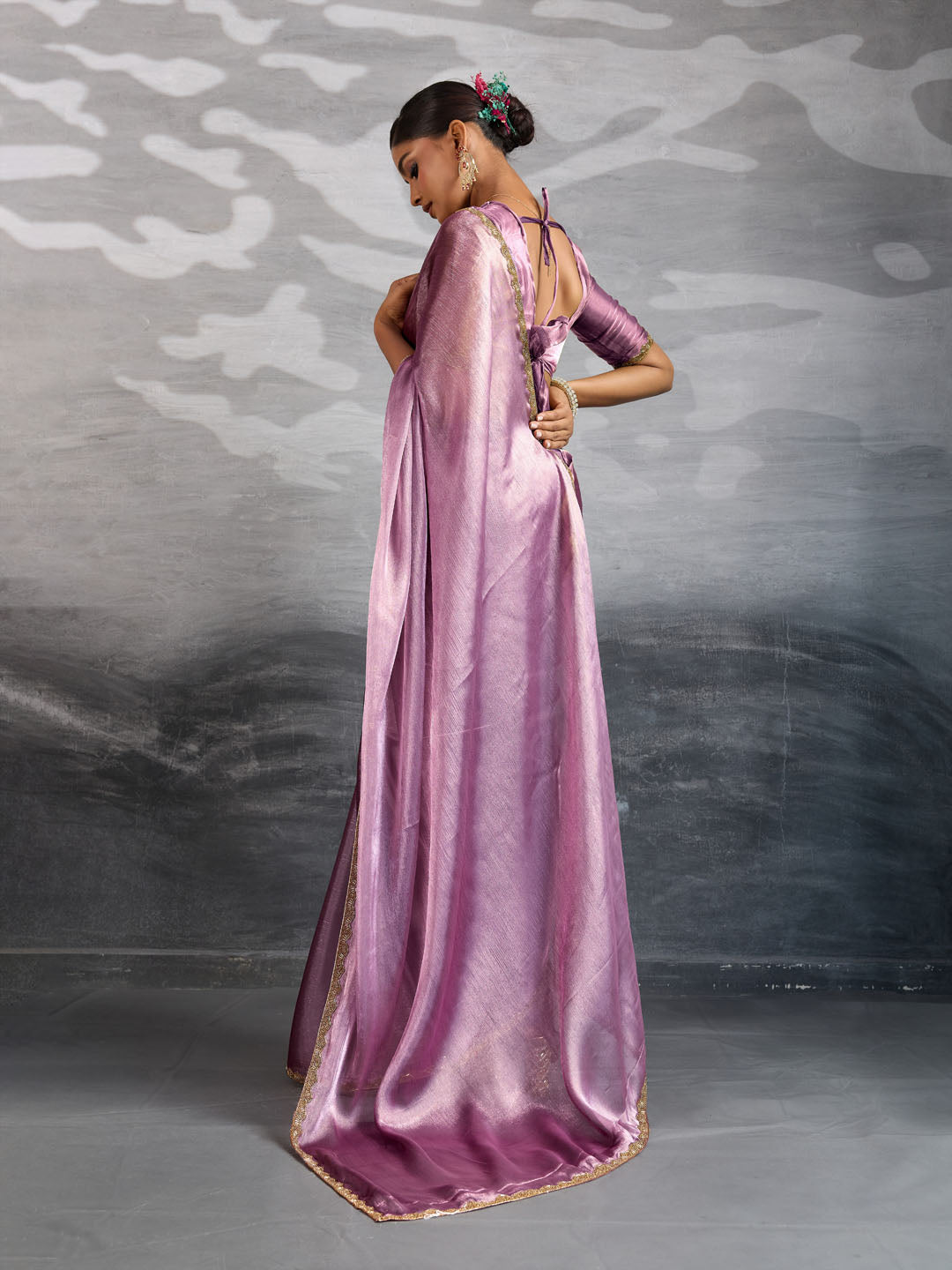 Embroidered Burberry Saree