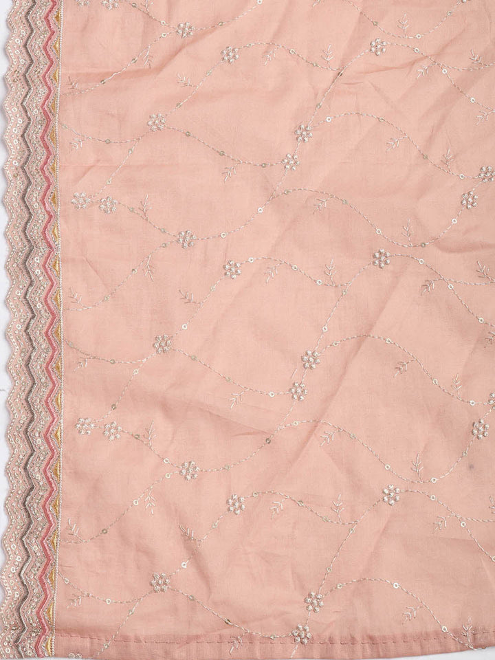 Embroidered Cotton Blend Unstitched Suit Piece With Dupatta