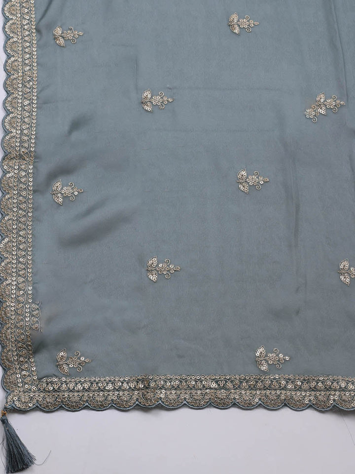 Zari Jaal Art Silk Unstitched Suit Piece With Dupatta
