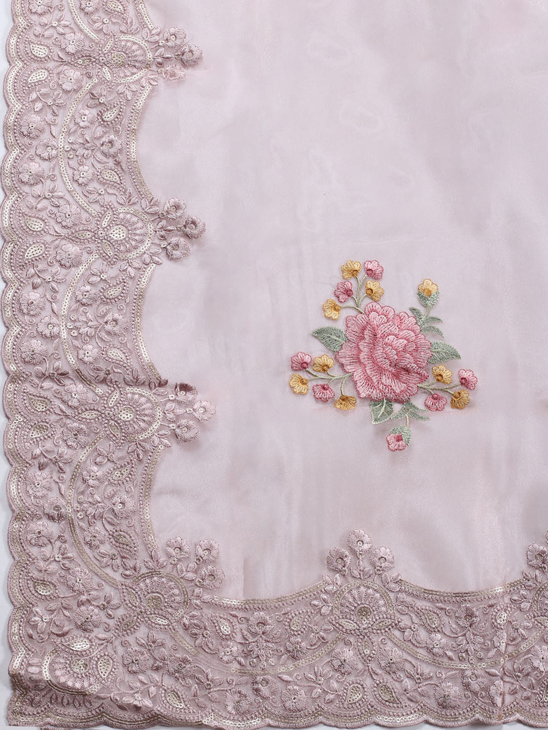 Embroidered Organza Unstitched Suit With Dupatta