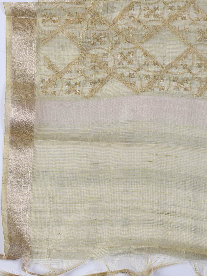 Woven Tissue Unstitched Suit With Dupatta