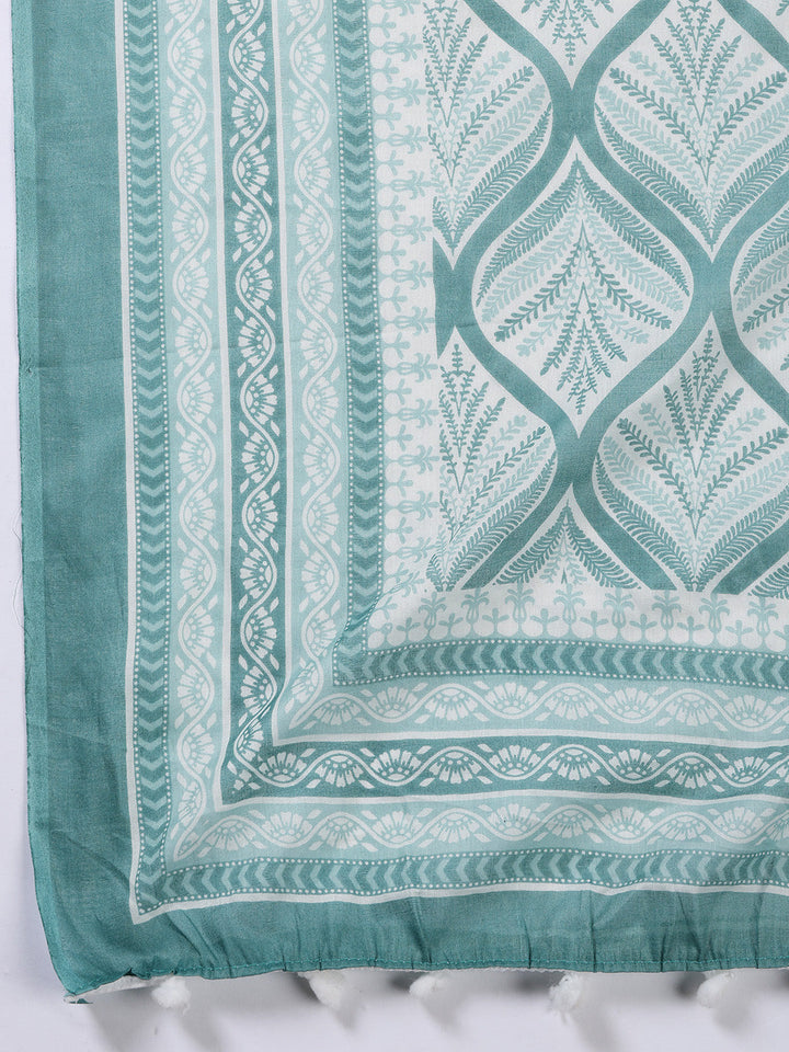 Printed Cotton Blend Unstitched Suit With Dupatta