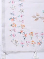 Floral Printed Linen Unstitched Suit With Dupatta