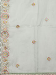 Neck Embroidered Chanderi Unstitched Suit Piece With Dupatta