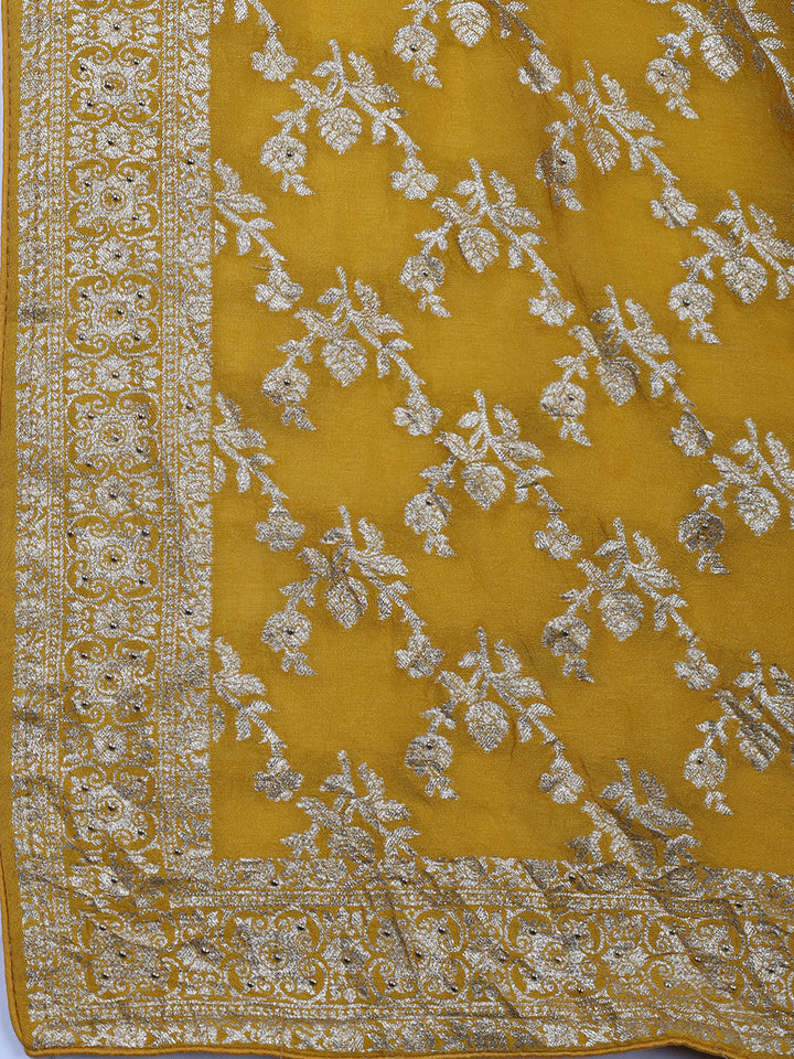 Woven Art Silk Unstitched Suit Piece With Dupatta