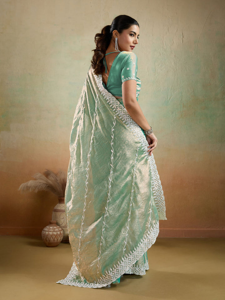Embroidered Chiffon Velvet Saree