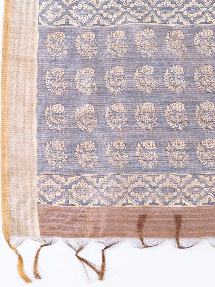 Neck Embroidered Chanderi Unstitched Suit With Dupatta