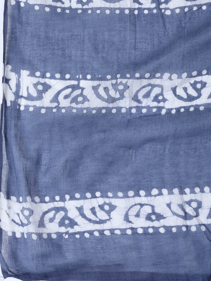 Printed Cotton Blend Unstitched Suit With Dupatta
