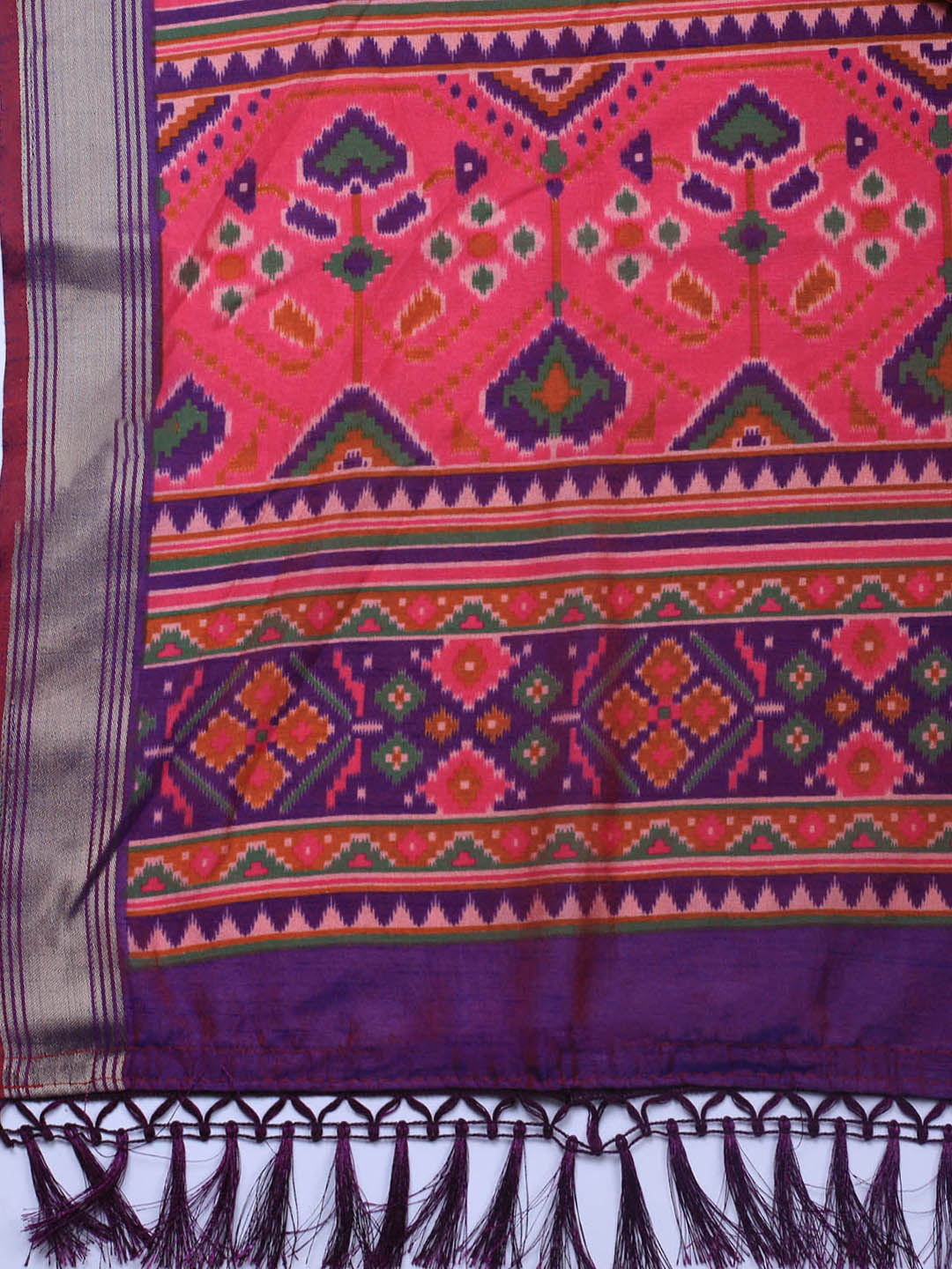 Art Silk Unstitched Suit Piece With Dupatta