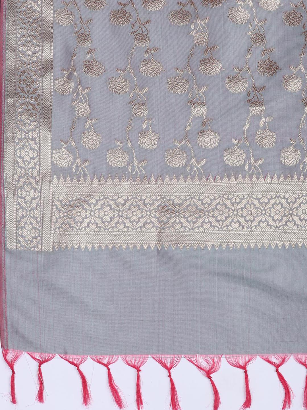 Floral Woven Booti Chanderi Unstitched Suit With Dupatta