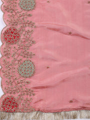 Neck Embroidered Tissue Unstitched Suit With Dupatta