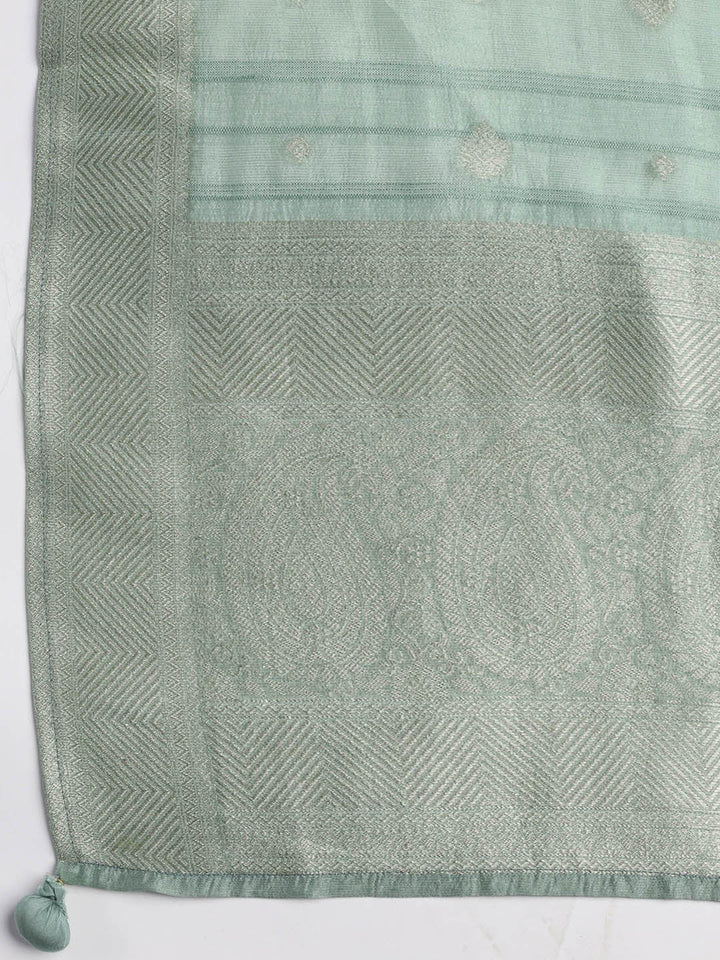 Embroidery Art Silk Unstitched Suit With Dupatta